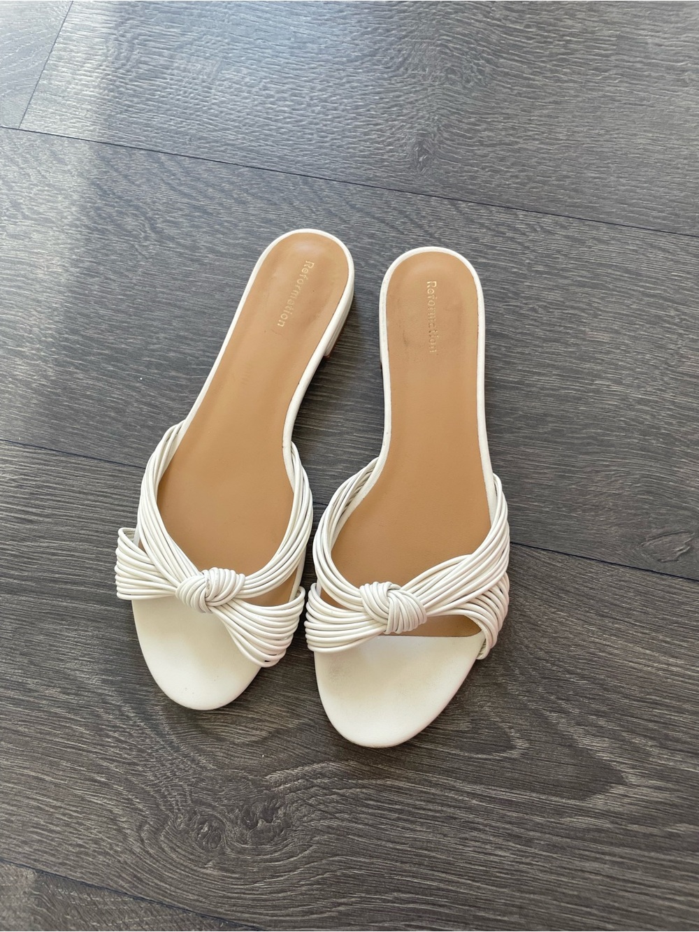 Reformation Knot Front Slide Sandals